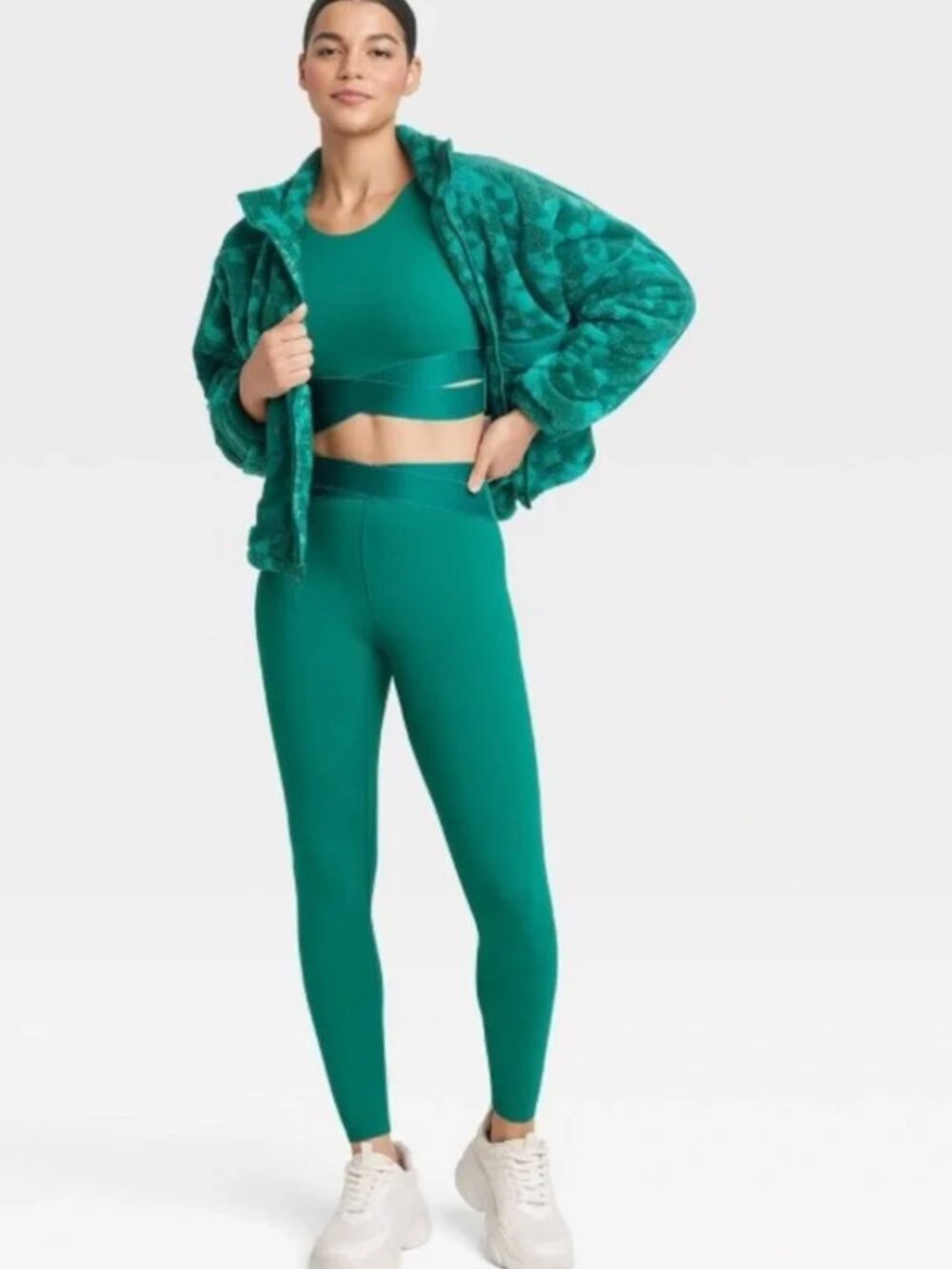JoyLab Green High-Waist Legging and Cropped Sports Bra Set